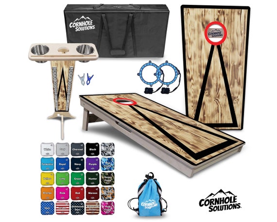 Tournament Cornhole Bundle Options - Burnt Triangle - 2'x4' Regulation Set - 3/4″ BalticBirch +ScoreBrace +UV Direct Print +UV Clear Coat