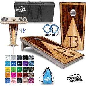 Tournament Cornhole Bundle Options - Wood Letter - 2'x4' Regulation Set - 3/4″ Baltic Birch + ScoreBrace + UV Direct Print + UV Clear Coat