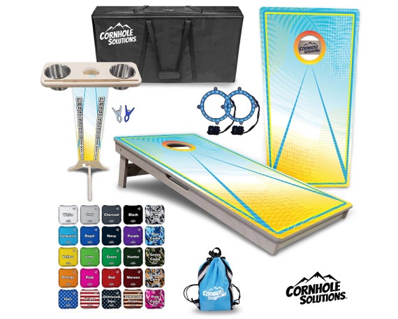Tournament Cornhole Bundle Options - Summertime No Logo - 2'x4' Regulation - 3/4″ BalticBirch +Score Brace +UV Direct Print +UV Clear Coat