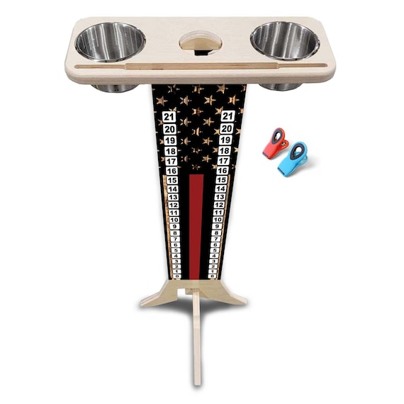 Score Stand - Red Line Flag - Phone/Tablet Holder - Stainless Steel Cup Holders & Scoring Clips Included!