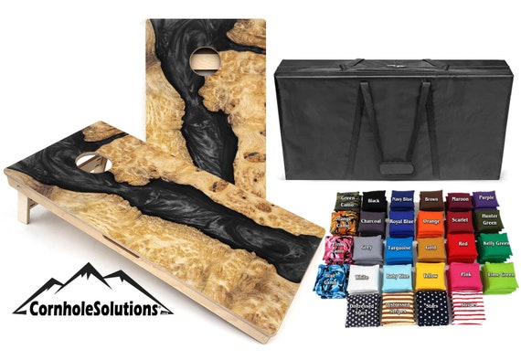 Black Epoxy Printed Cornhole Solutions Bundle - Includes(2) Regulation Boards and (8)Playing Bags, with a Carrying Case! Plus Free Shipping!
