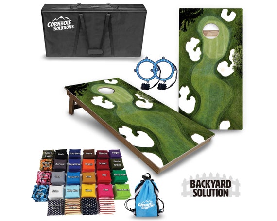 Backyard Cornhole Bundle Options - Golf Course - 2'x4' Regulation Set + UV Direct Print + UV Clear Coat