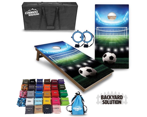 Backyard Cornhole Bundle Options - Soccer - 2'x4' Regulation Set + UV Direct Print + UV Clear Coat