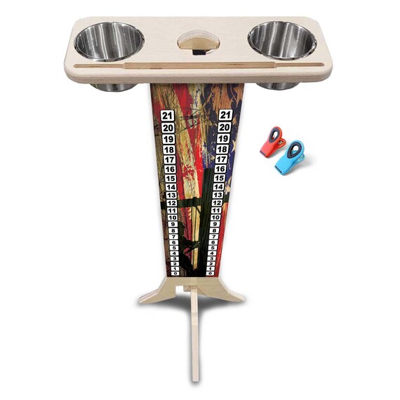 Score Stand - Lineman Theme - Phone/Tablet Holder - Stainless Steel Cup Holders & Scoring Clips Included!