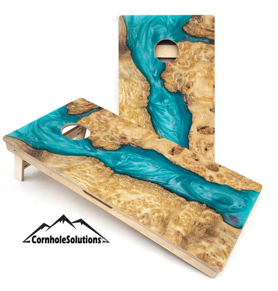 Green Epoxy Design - (Not Actual Epoxy) Direct UV Printed 4'x2' Professional Cornhole Set - Made in the USA! - Free Shipping!
