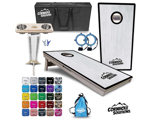 Tournament Cornhole Bundle - Black Hole CS Logo w/Grey - 2'x4' Regulation Set- 3/4″ Baltic Birch +ScoreBrace +UV Direct Print +UV Clear Coat