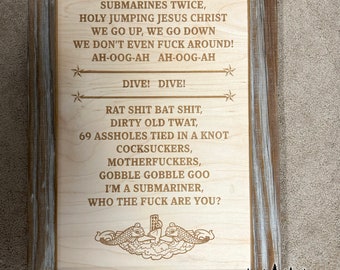 Submarine Sailor Chant - Submarines Once - laser art