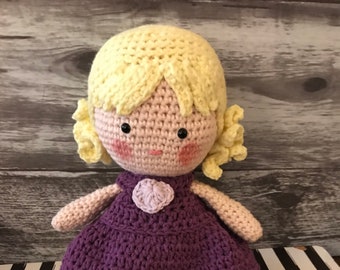 Maya Doll - 11 Inches - Handmade - Purple Dress with a Lavender Heart