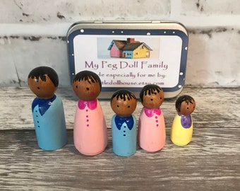 50% OFF Altoid Tin Playset - My Peg Doll Family - Dark Skin - in a Little Tin House.