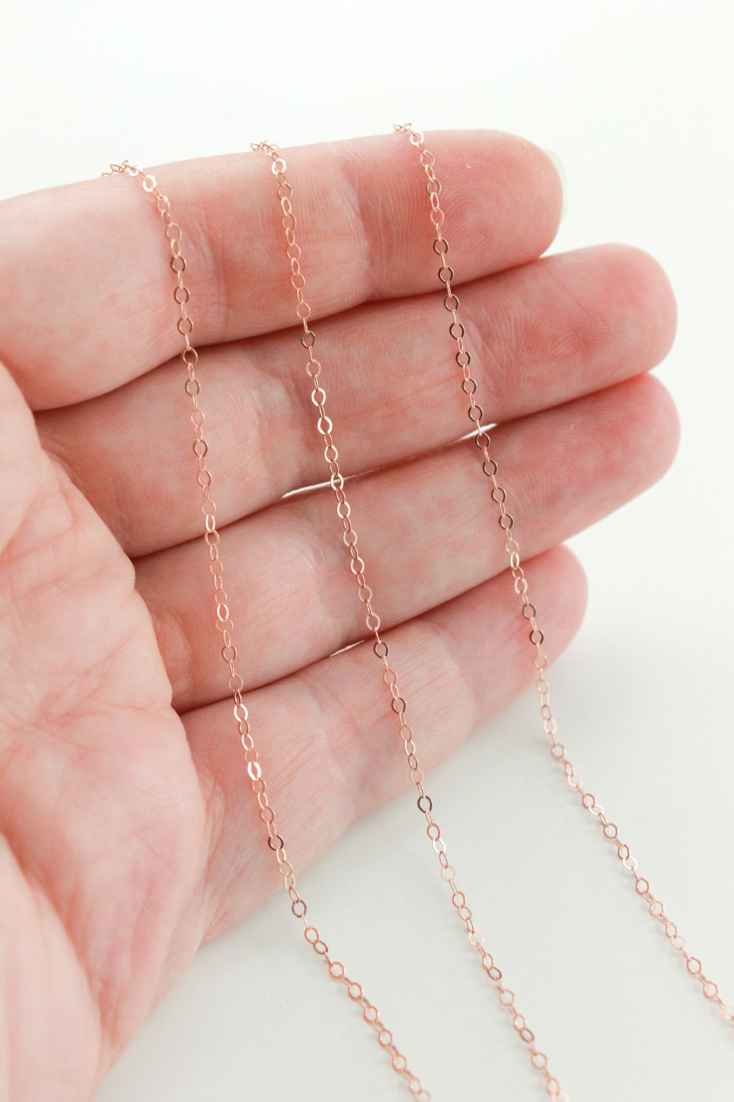 10 Feet 14k Rose Gold Filled Chain by the Foot 1.3mm Flat Etsy