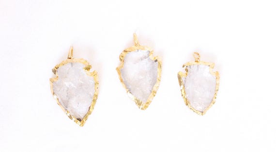 Rose Quartz Arrow Head ~25-30 mm Arrowhead Pendant Charm 1 inch 1-10 pcs 24k Gold Electroplated wholesale ap10.5 gdc solo ah