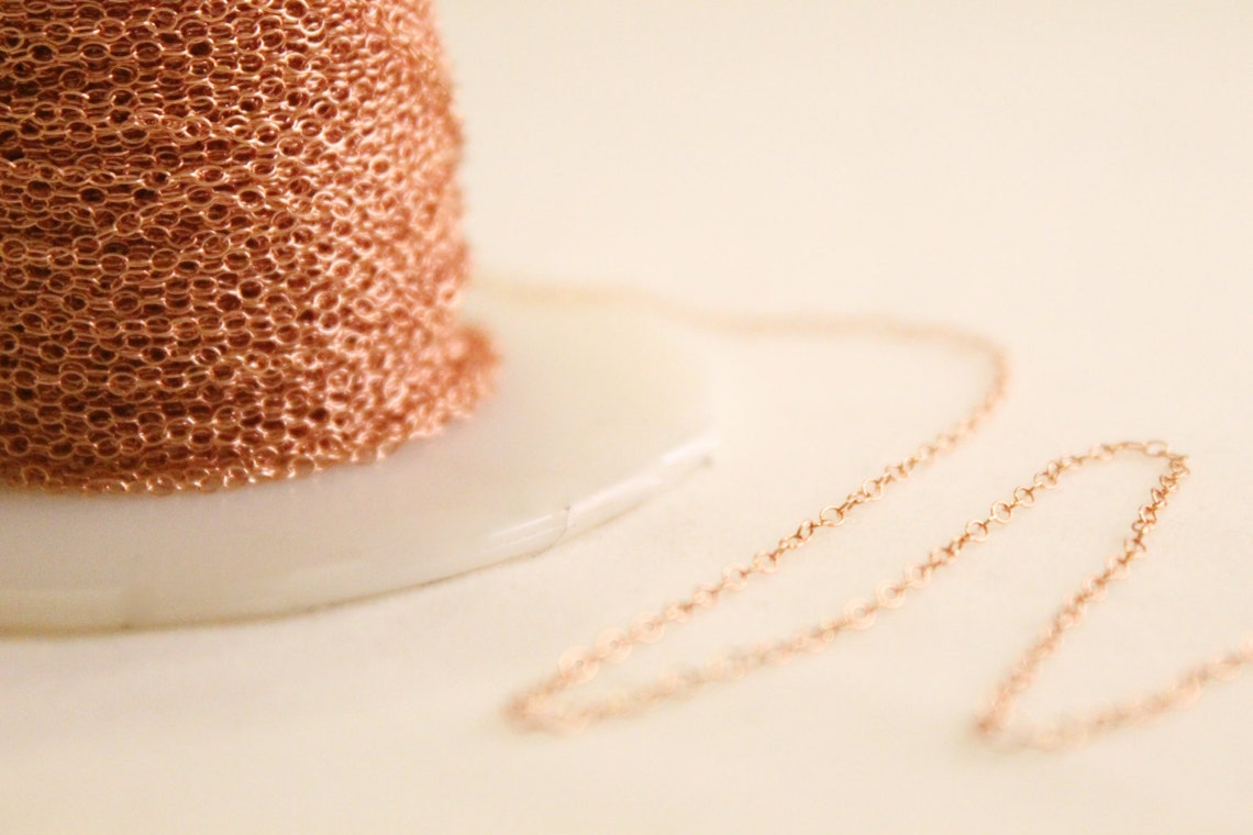 14k Rose Gold Filled Chain by the Foot 1.3mm Round Cable - Etsy