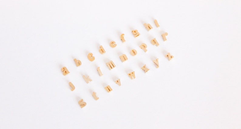 Initial Connector GP-043 16k Gold Plated Brass 4.8mmx5.7mm Alphabet Bead Letter Charm 1 Piece r Charm Lowercase Letter Charm