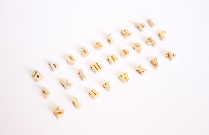 Initial Connector  GP-043 16k Gold Plated Brass 4.8mmx5.7mm Alphabet Bead Letter Charm 1 Piece r Charm Lowercase Letter Charm