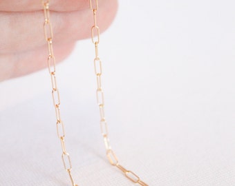14k Gold Filled Chain by the Foot - 2mm x 5mm Link Elongated Chain - Thin Chain - Fancy Chain Wholesale Chain - Rectangle - Oval / GF-CH006