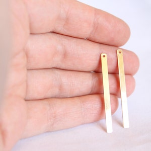 2 Pieces - 14k Gold Filled Long Bar Pendant - 3x40mm - Blank Bar - Gold Charms - Gold Findings - Bulk Findings - Jewelry Supplies / GF-CB003