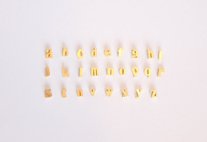 Initial Connector GP-043 16k Gold Plated Brass 4.8mmx5.7mm Alphabet Bead Letter Charm 1 Piece r Charm Lowercase Letter Charm
