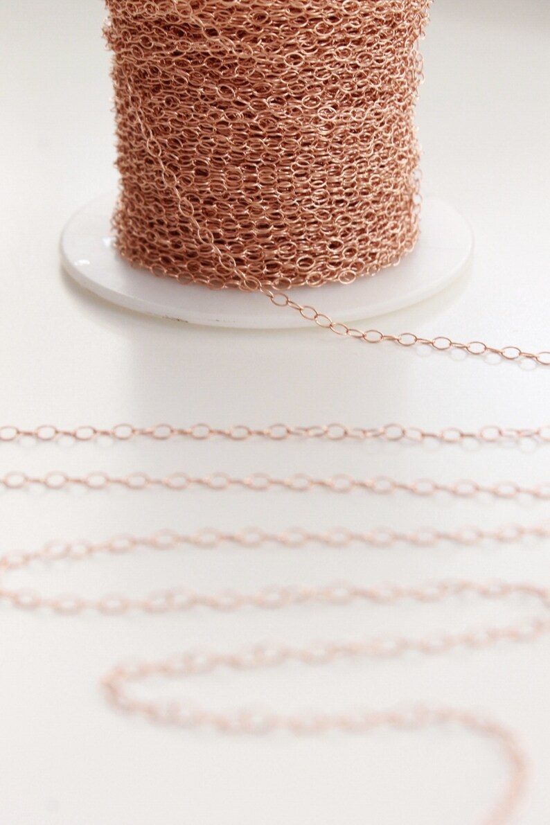 14k Rose Gold Filled Chain by the Foot 2x3mm Round Cable | Etsy