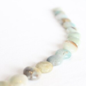 Amazonite Beads - Full Strand 15" - 14mm Round Coin Beads - Mulit Colored Beads - Mint Teal Yellow Beads - Natural Stone Beads Disc / GB-019