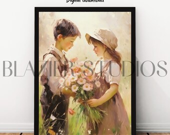 My Heart is Yours | Printable Wall Art | Young Love | Oil Painting