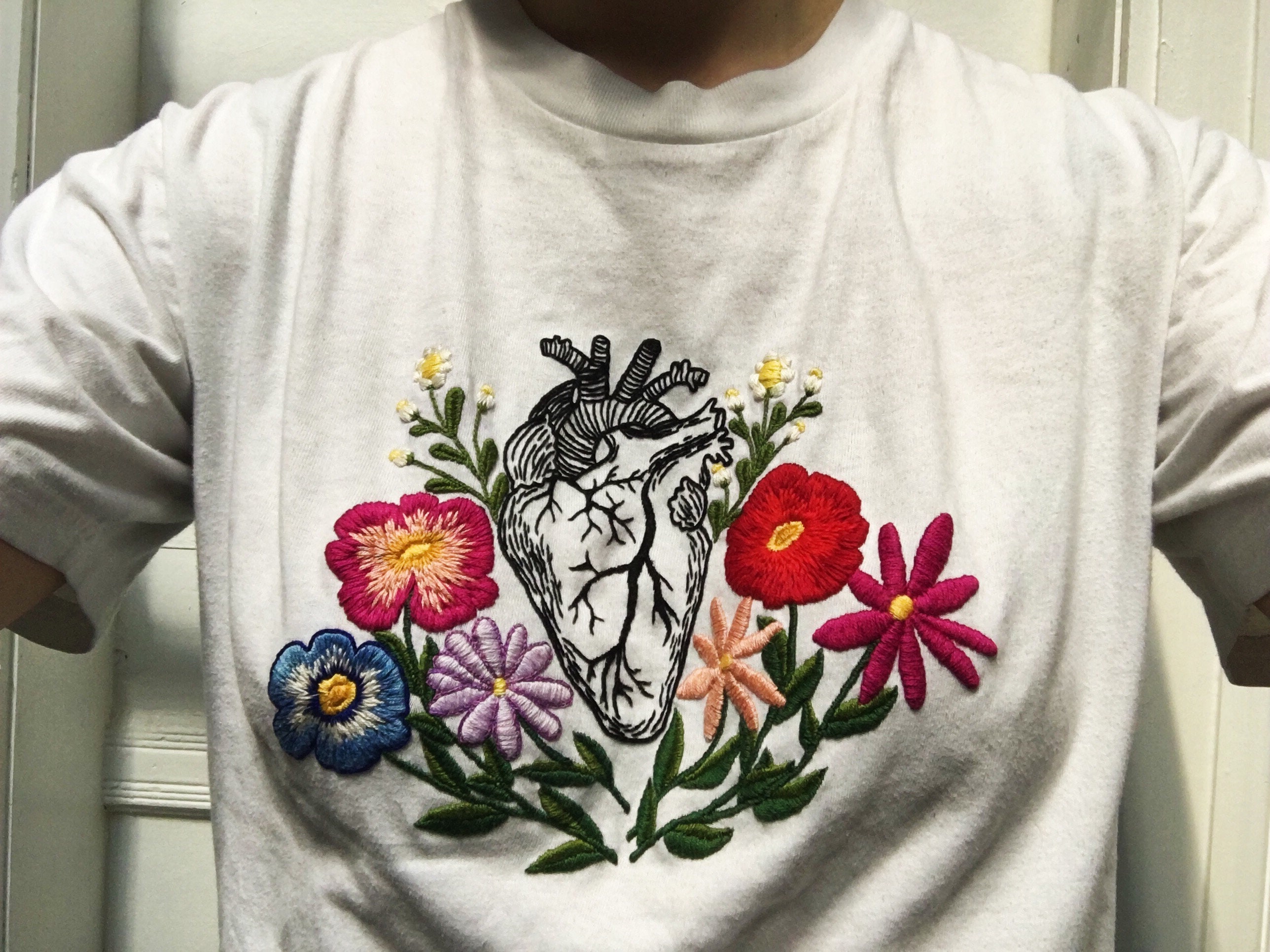SingeDesigns Anatomical Hand Painted Watercolor Heart T-Shirt
