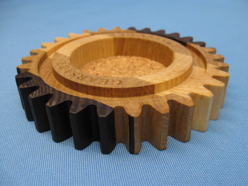 Wood gear tray for keys industrial art decor gears striped Etsy