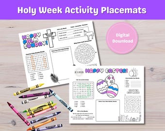 Holy Week Activity Placemat, Easter Coloring Page Printable Activity ...