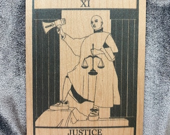 Justice Tarot Wooden Sticker
