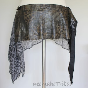 Tribal Fusion Bellydance Snake Hipscarf with Grey Chiffon Flares