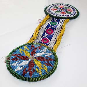 Vintage Beaded Kuchi Connector Patch, 35,5 cm / 13,97 " long,  Handmade Hippie Sew-On Applique, Tribal DIY-supply, Applique