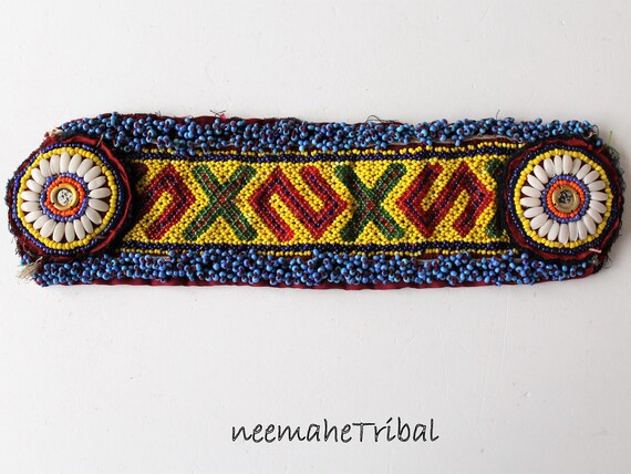 Tribal Kuchi Beaded Medallions 15 x 10 cm 5,9 x 3.93 Tribal Fusion Tribal DIY Supply 1 Pair of Rhomboid Beaded Medallions