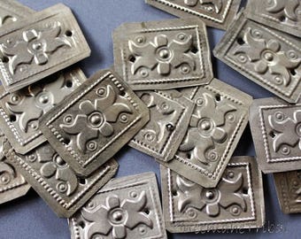 Square Stamped Metal Sheet Tribal Amulets to Sew On
