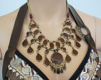 Collier afghan avec pierres brunes