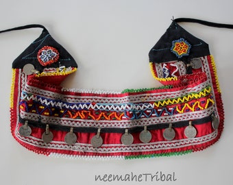 Wide Red Tribal Coin Belt; 73 cm / 28.74 in long