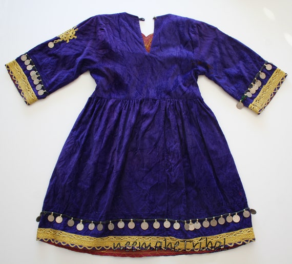 Vintage Purple Velvet Kuchi Nomad Dress for Girls… - image 2