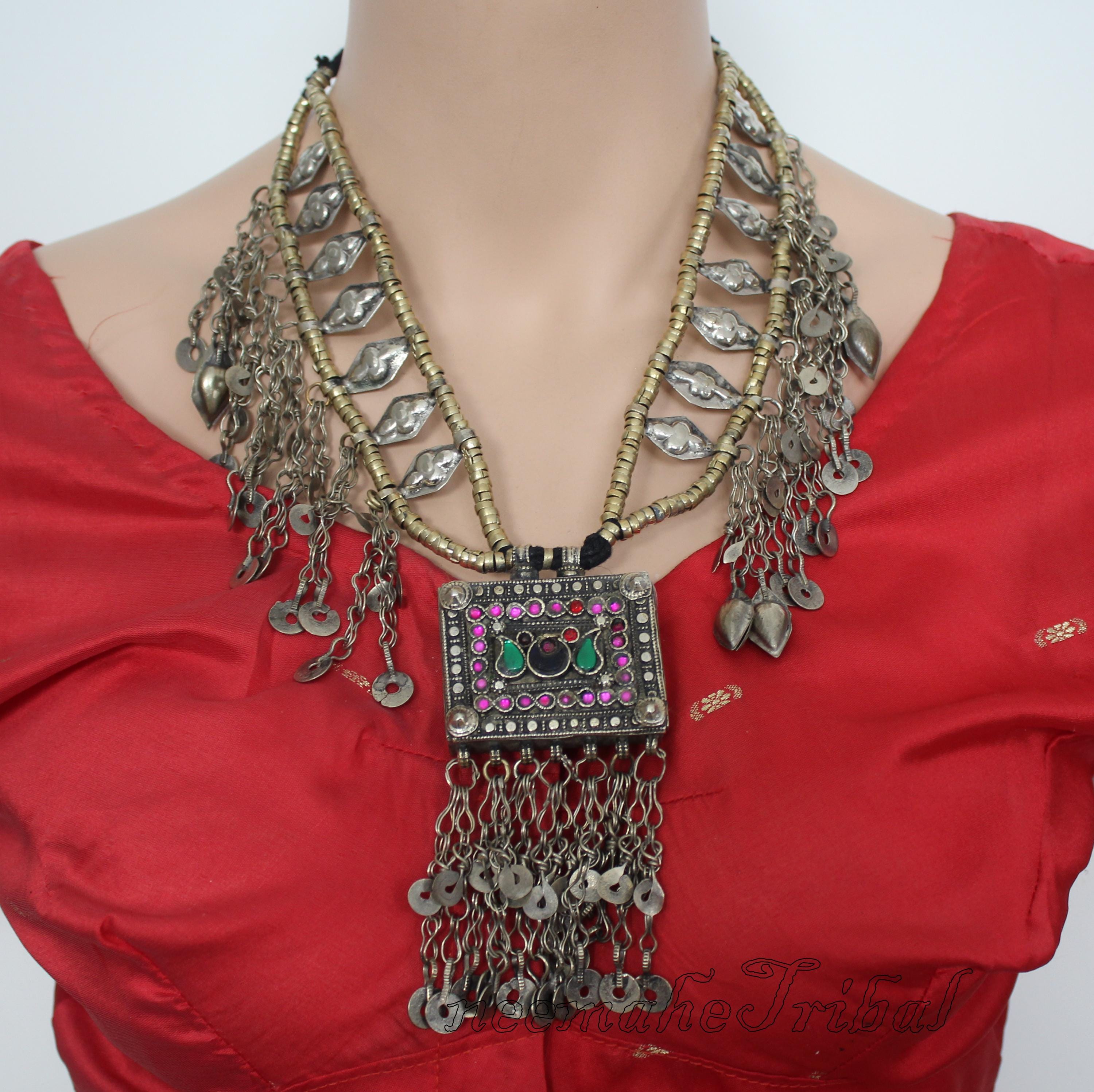 ネックレス・ペンダント Wild craft / Tribal necklace Big Tribal Necklace With Kuchi Prayer Box Pendant and Metal