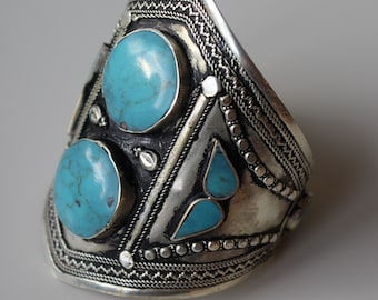 Big Afghan Bracelet with Turquoise Stones