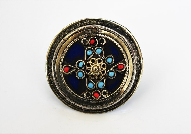Nomad Tribal Fusion Hippie Boho Jewelry US 11 Big Blue Laghman Tribal Ring