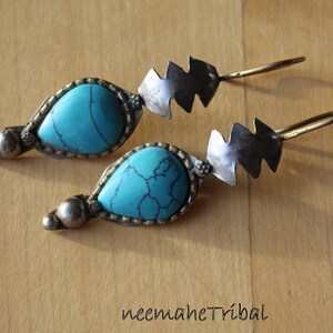Afghan Statement Earrings with Turquoise Stone