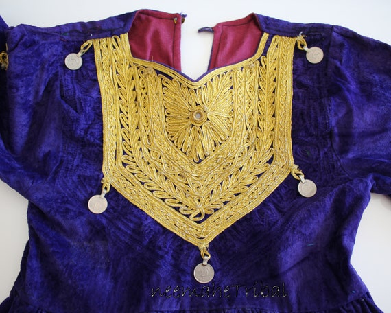 Vintage Purple Velvet Kuchi Nomad Dress for Girls… - image 5