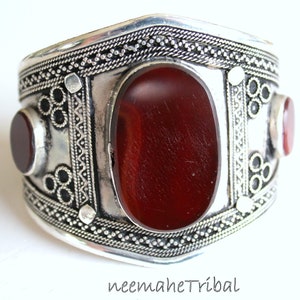 Afghan Bracelet with Red Carnelian Gemstones