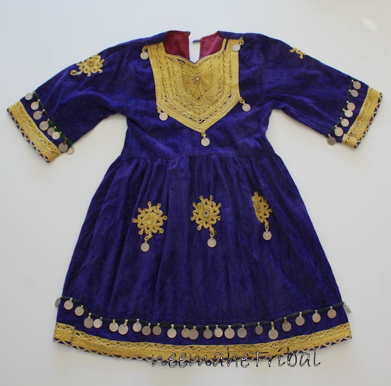 Vintage Purple Velvet Kuchi Nomad Dress for Girls… - image 1
