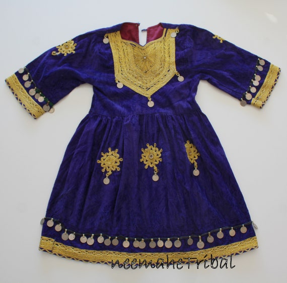 Vintage Purple Velvet Kuchi Nomad Dress for Girls… - image 1