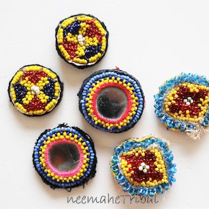 3 Pairs of Small Vintage Embroidered Kuchi Tribalmedallions, Tribal DIY, Tribal Components, Tribal Fusion