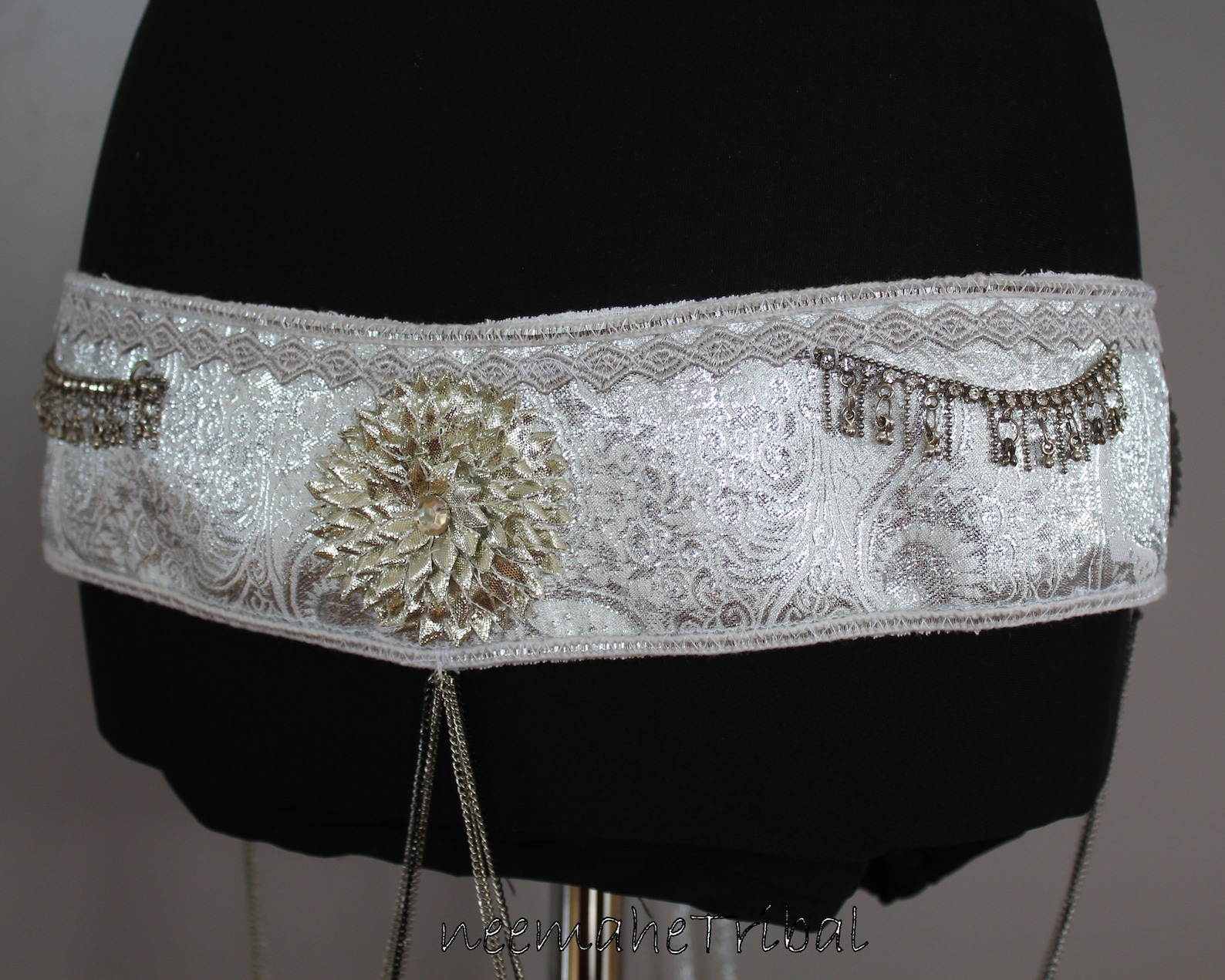 Handmade OOAK Tribal Belt in Silver White and Grey for Tribal - Etsy