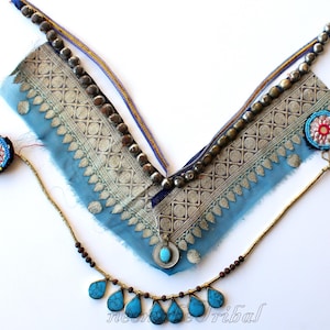 Tribal Bra DIY-Kit in Turquoise and Purple, Tribal Fusion Bra Components, Bellydance, Tribal Style Dance, ATS, Tribal Fusion Costume