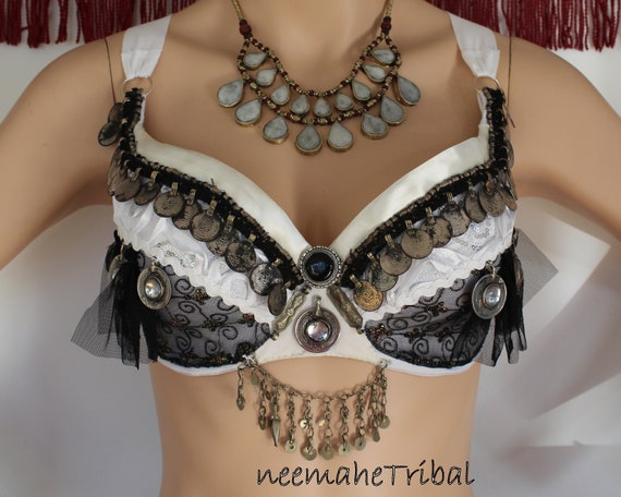 Tribal Bra in Black and White, Cup Size Eur 80C-D, US 36 B-C, UK