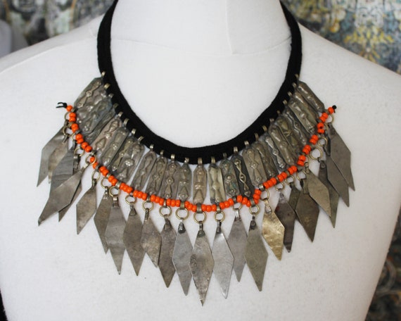Choose The Color Adjustable Casual Boho Chic Choker Necklace Silver Jewelry Silver Curved Tube Bead /& Leather Festival Choker Necklace