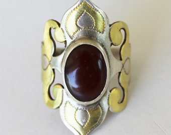 Turkmen Gilded Silver Ring with Carnelian