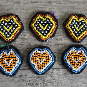 6 Very Small Heartshaped Kuchi Beaded Medallions